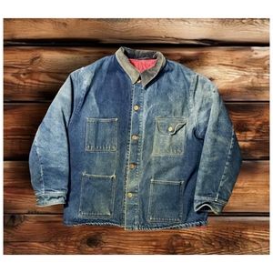VINTAGE 70s WASHINGTON STATE PEN. DENIM CHORE COAT- MEN'S SIZE XLARGE